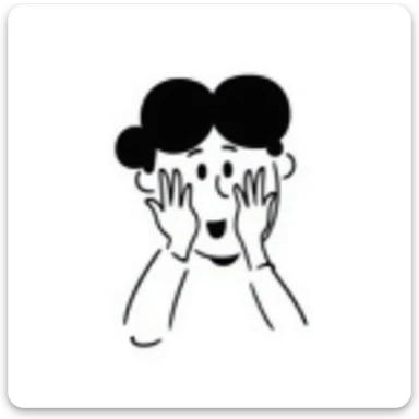 hand-drawn doodle of a person peeking through their fingers, sketchy lines sticker