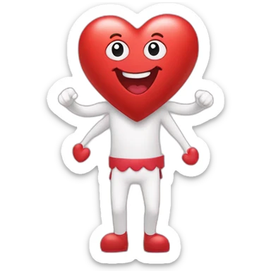 A heart with a sweet face on it, and arms and legs coming out of it sticker