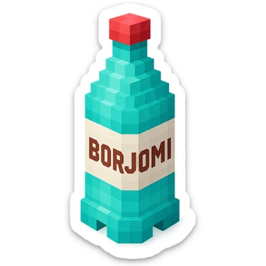 Borjomi bottle with a matte finish and subtle texture sticker