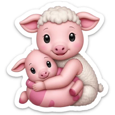 Lamb hugs Piglet sticker