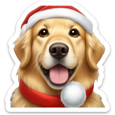 Golden retriver with santa hat  sticker