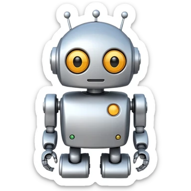 robot old cartoon simple kid toy white innocent funny gudget chatGPT round adorable sticker