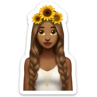 big wings, sunflower, Beautiful, fairy, gold, brown, long hair sticker