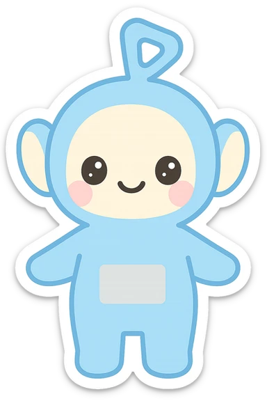 blue teletubbie, kawaii style sticker