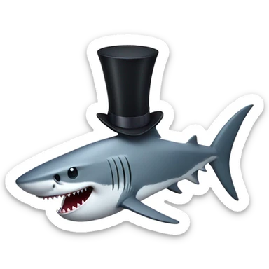 Shark with a top hat sticker