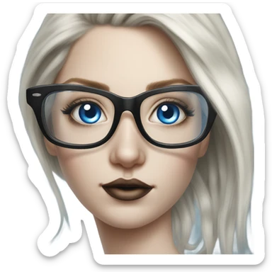 Photo Realistic pale female model tattoo glasses and blue eyes sticker