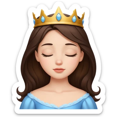 a brunette hair beautiful princess closing her eyes calmly sticker