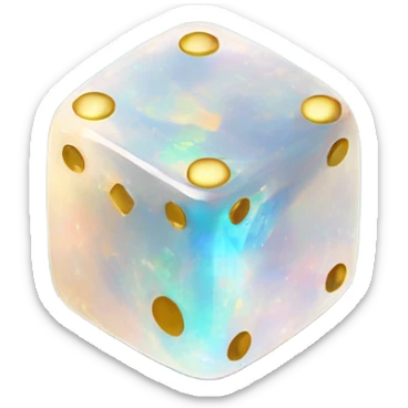 opal crystal gemstone square dice gold dot sticker