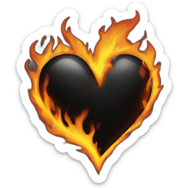 Black heart on fire sticker