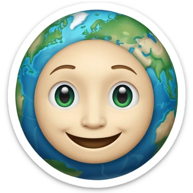 Make a image prompt of the earth with a face sticker