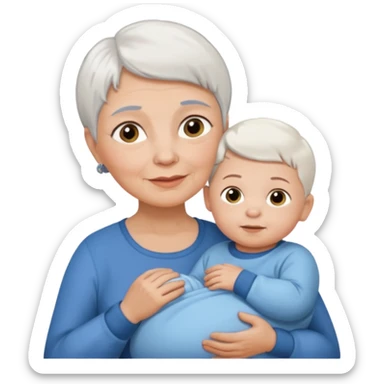 grandmother with short hair white and baby boy with brown hair and fair skin sticker