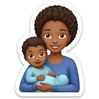 Black girl with baby smiling  sticker