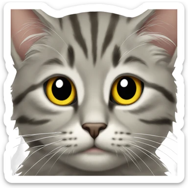 sarı kulaklı sarı kuyruklu gri tüylü bir kedi sticker