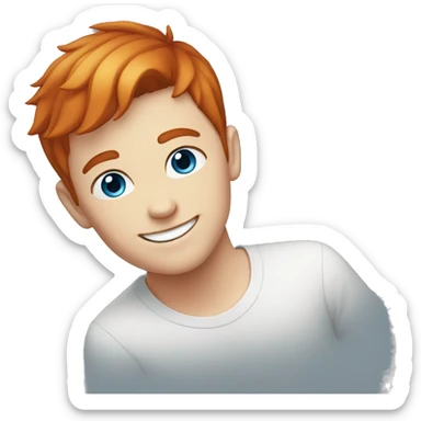 young guy smiling with blue eyes and short straight Redhead  hair sticker