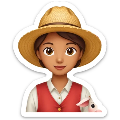 a person visiting a farm with barn and animals in the background sticker