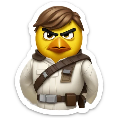 yellow angry bird dressed as han solo  sticker