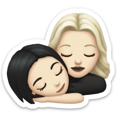 goth white girl and black hair sleeping sticker