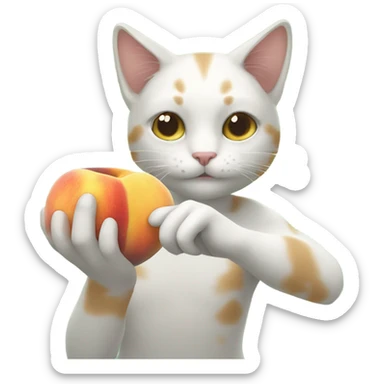 Humanoid cat grabbing peaches sticker