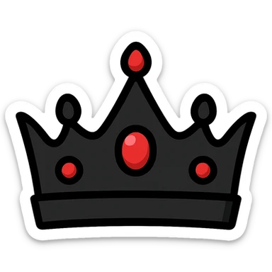 flat toon style black crown with red jewels sticker