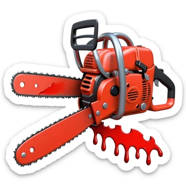 Small chainsaw, horror anime style, cartoon emoji, no background sticker