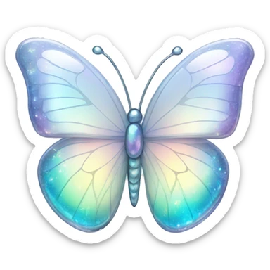 Sparkly glossy Pastel white iridescent glass crystal butterfly sticker