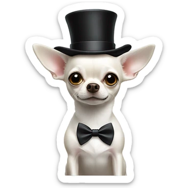 white chihuahua with a top hat and bow tie  sticker