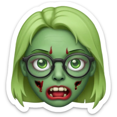 make a zombie emoji with a nose piercing and glasses sticker