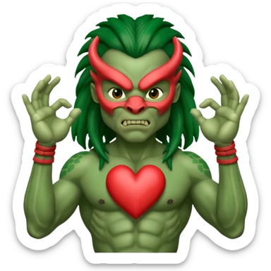 A Yautja from the movie predator making heart sign with hands sticker