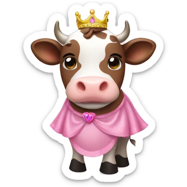 cow wearing a pink princess dress sticker