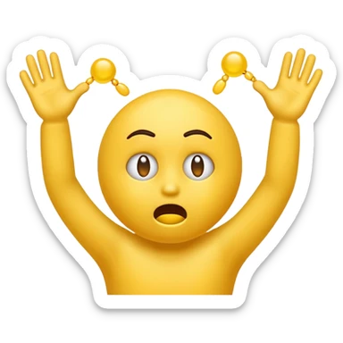 Yellow emoji doing choking emote with hands sticker