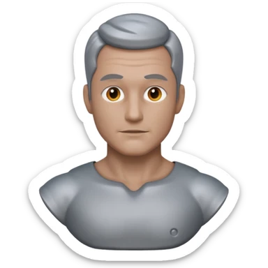 gray metal painted man bust sticker