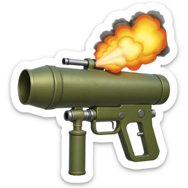 olive colored two-handled bazooka firing sticker