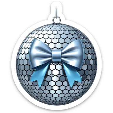 Disco ball with a bow sticker