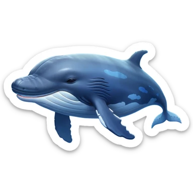 Meme-Worthy Cute Sleeping Humpback Whale Portrait Emoji, Head resting peacefully with a contented smile, showcasing an enormous blue-gray body with gently drifting pectoral fins and eyes softly closed in serene slumber, Simplified yet adorably endearing features, highly detailed, glowing with a soft, drowsy deep-sea light, high shine, relaxed and utterly lovable, stylized with an air of playful oceanic laziness, soft glowing outline, capturing the essence of a sleeping humpback whale that feels destined to become the next viral icon of adorable marine rest! sticker