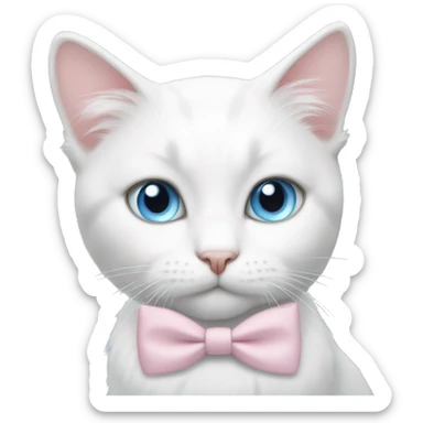White cat light pink bow light blue eyes  sticker