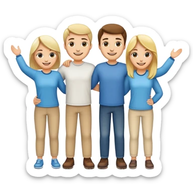 five caucasian people standing together as a team sticker