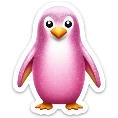 Pink penguin with glitter  sticker