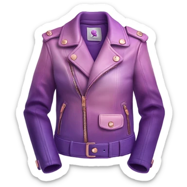 Realistic purple to pastel purple ombre leather jacket with rose gold fasteners isolated.  sticker