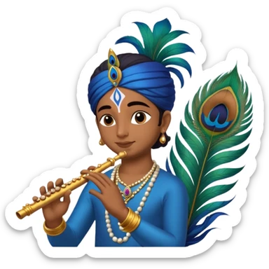 Lord krishnas flute, peacock feather sticker