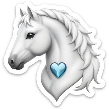 White Horse centered within a black heart emoji sticker