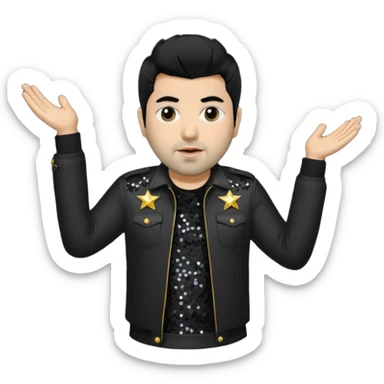 Chino Moreno with black hair, black sequin tour outfit sticker