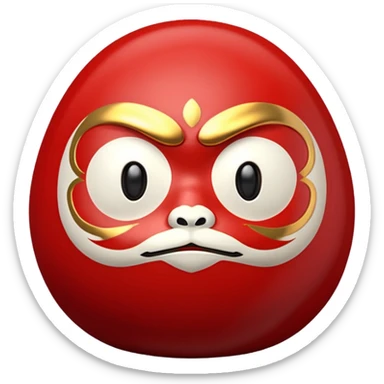 daruma doll, Round body, smooth glossy surface, red primary color with gold details. sticker