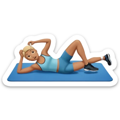 exercise mat with a figure lying and lifting legs sticker