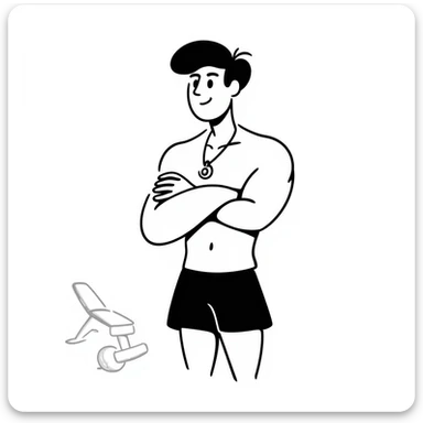 A muscle man as a personal fitness trainer sticker