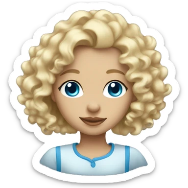 beautiful girl with curly blonde hair and blue eyes sticker