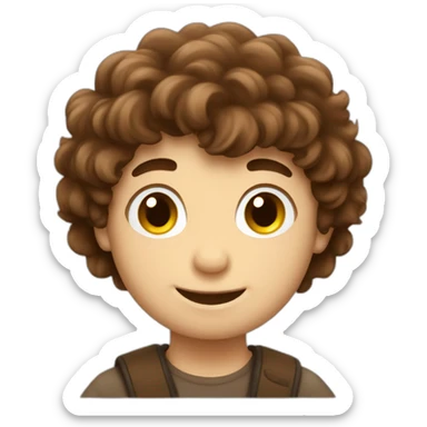 fluffy brown hair boy thumbs up sticker