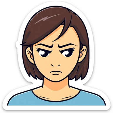 A brunette woman really disgusted at her bf and tiny bit mad sticker