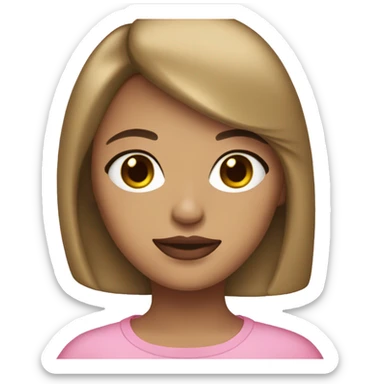 a young woman with a straght bob dark blonde, almonds brown eyes, pink lips and lots of earrings sticker