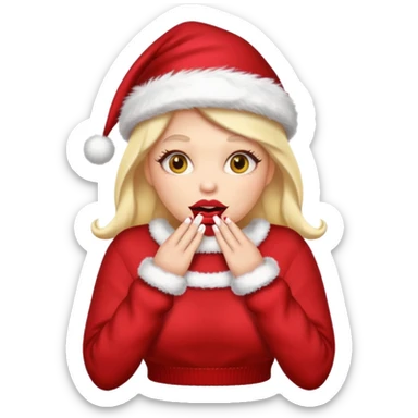 Sassy, cunty, girly Santa emoji with big lips, fake nails, and a sweater, and a santa hat (similar emoji style to uploaded). Yellow emoji. sticker