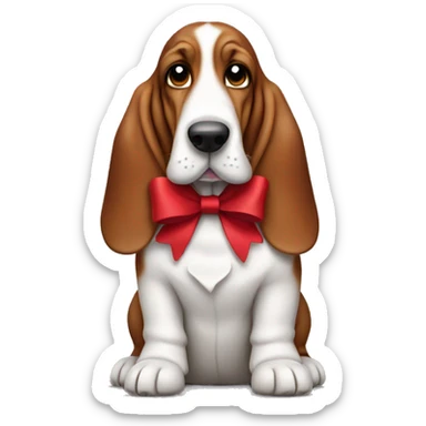 Basset hound in a red bow sticker